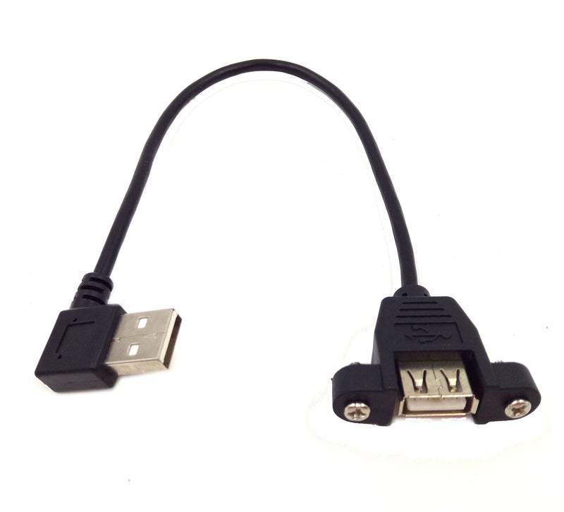 Wpeng USB Extension Cable, Qaoquda 1ft 90 Degree Right Angle USB 2.0 Type A Male to Type A Female Panel-Mount with Screws Cable(USB M/F) - Image 2